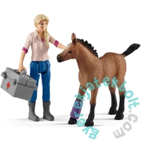 Schleich 42486 Állatorvos látogatása kancánál és csikójánál játékszett - Farm World