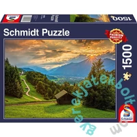Schmidt 1500 db-os puzzle - Sunset over the mountain village of Wamberg (58970)