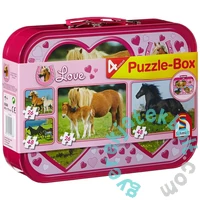Schmidt 2x26+2x48 db-os puzzle fém bőröndben - Pferde Puzzle-Box (55588)