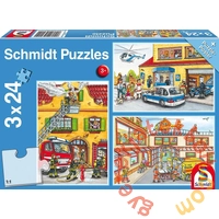 Schmidt 3 x 24 db-os puzzle - Fire Brigade and Police (56215)