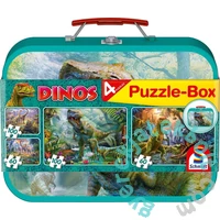 Schmidt 2x60+2x100 db-os puzzle fém bőröndben - Dinosaurs Puzzle-Box (56495)