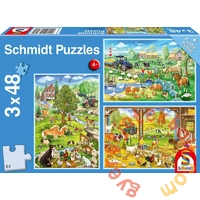 Schmidt 3 x 48 db-os puzzle - Bauernhof (56353)