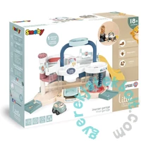 Smoby Little Vroom Planet emeletes garázs kisautóval, pasztell