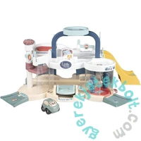 Smoby Little Vroom Planet emeletes garázs kisautóval, pasztell