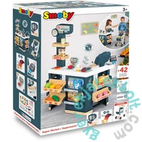 Smoby Szupermarket elektronikus pénztárgéppel és bevásárlókocsival kék - bézs (7600350239)