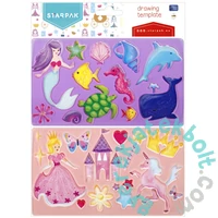 Műanyag sablon szett 13 x 23 cm - hercegnők