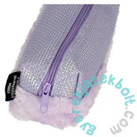 Szögletes tolltartó szőrmével - lila