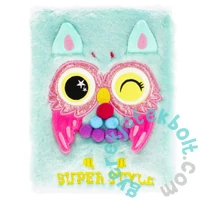 Baglyos szőrmés napló - 15 x 21 cm - Super style (481254)