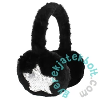 Szőrmés fülmelegítő flitteres csillaggal - Fekete