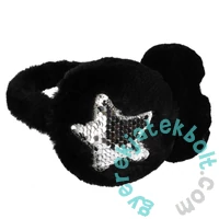 Szőrmés fülmelegítő flitteres csillaggal - Fekete