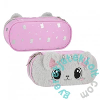 Kitty Plus cicás ovális tolltartó - szürke, pink (550894)