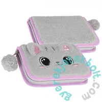 Kitty Plus cicás kihajtható tolltartó - szürke, pink (558195)