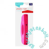 Műanyag 15 cm-es vonalzó - Rózsaszín