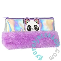 Pandás holografikus szőrmés tolltartó