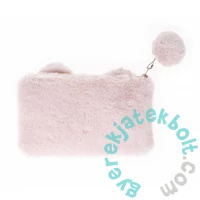Plüss Mackó cipzáros tolltartó pomponnal - Pink Big Eyes