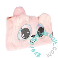 Plüss Mackó cipzáros tolltartó pomponnal - Pink Big Eyes