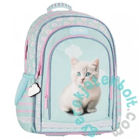 Cicás iskolatáska, hátizsák - 3 rekeszes - kék, rózsaszín (550875)