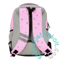 Kitty Plus cicás iskolatáska, hátizsák - 3 rekeszes - szürke, pink (550849)