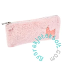 Szögletes plüss tolltartó - Láma, pink