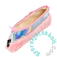 Unikornis holografikus szőrmés tolltartó