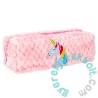 Unikornis szőrmés szögletes tolltartó - Pink