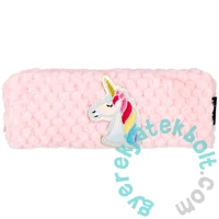 Unikornis szőrmés szögletes tolltartó - Pink