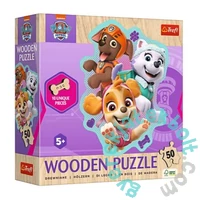 Trefl 50 db-os Wooden Contour Fa Puzzle - Mancs őrjárat - A cheerful group of pupies (20258)