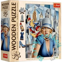 Trefl 200 db-os Wooden Contour Fa Puzzle - Catherine Abel - Summer in the City (20251)