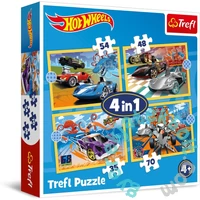 Trefl 4 az 1-ben puzzle (35,48,54,70 db-os) - Hot wheels (34627)