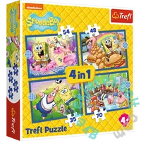 Trefl 4 az 1-ben puzzle (35,48,54,70 db-os) - Spongyabob (34674)