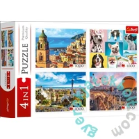 Trefl 4 x 1000 db-os puzzle - Amalfi, Barcelona, Hőlégballonok és Kutyusok (93687)