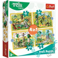 Trefl 4 az 1-ben puzzle (12,15,20,24 db-os) - A Treflik család együtt szórakozik (34358)
