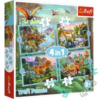 Trefl 4 az 1-ben puzzle (12,15,20,24 db-os) - Csodálatos dinoszauruszok (34609)