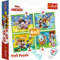 Trefl 4 az 1-ben puzzle (12,15,20,24 db-os) - Mickey Mouse - Barátokkal vidáman (34616)