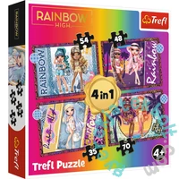 Trefl 4 az 1-ben puzzle (35,48,54,70 db-os) - Rainbow High divatbabák (34614)