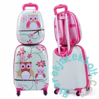 Gurulós gyermekbőrönd + hátizsák szett - Baglyok (BC-S-001)