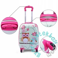 Gurulós gyermekbőrönd + hátizsák szett - Baglyok (BC-S-001)