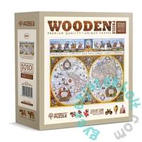 Wooden City 1010 db-os fa puzzle - Antik térkép (NB1010-0102-XL)