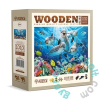 Wooden City 1010 db-os fa puzzle - Boldog delfinek (NB1010-0104-XL)