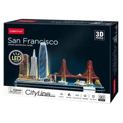 CubicFun 90 db-os 3D puzzle LED világítással - City Line - San Francisco (L524)