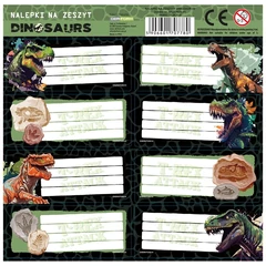 Dinoszauruszos 8 db-os füzetcímke - T-Rex Attack (NNZDN20)