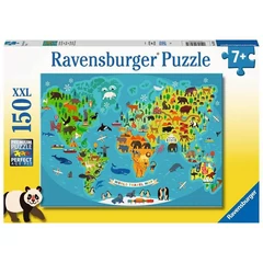 Ravensburger 150 db-os XXL puzzle - Állatos világtérkép (13287)