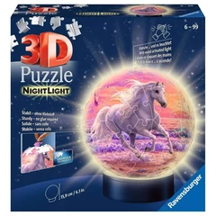 Ravensburger 72 db-os 3D világító gömb puzzle - Lovak a parton (11843)