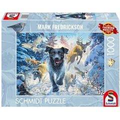 Schmidt 1000 db-os puzzle - Dog's Life - Black Labrador in the Snow (58558)