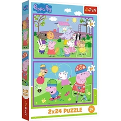 Trefl 2 x 24 db-os puzzle - Peppa malac - A játszótéren (34435)