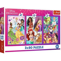 Trefl 3 x 80 db-os puzzle - Disney Princess (34884)