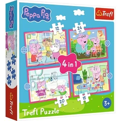Trefl 4 az 1-ben puzzle (12,15,20,24 db-os) - Peppa malac (34672)