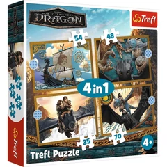 Trefl 4 az 1-ben puzzle (35,48,54,70 db-os) - Így neveld a sárkányodat (34678)