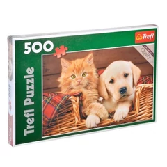 Trefl 500 db-os puzzle - Kutya és cica kosárban (37219)