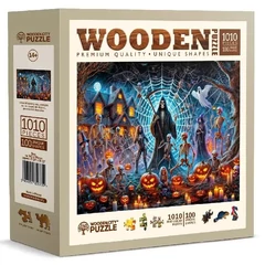 Wooden City 1010 db-os fa puzzle - A kaszás Halloween-i partija (NB0815-XL)